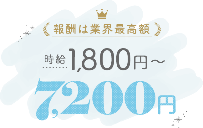 報酬は業界最高額 時給1,800円～7,200円